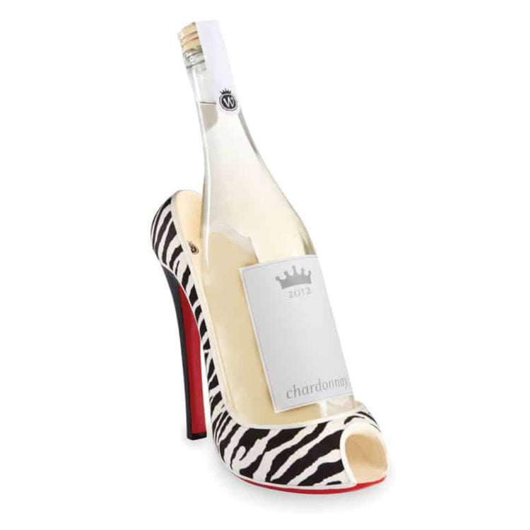 High Heel Zebra Print Wine Bottle Holder - Modern Home & Kitchen