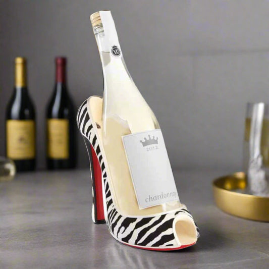 High Heel Zebra Print Wine Bottle Holder - Modern Home & Kitchen