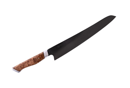 Steelport 10-inch slicing kitchen knife with sharp blade and ergonomic handle, ideal for precise meat and roast slicing.