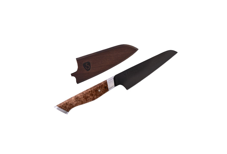 Steelport Knife Co. 4-inch paring knife with sheath, ideal for detailed kitchen prep and small slicing tasks.