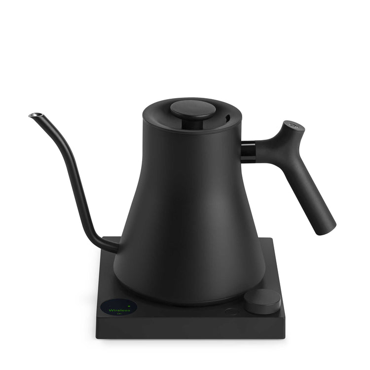 Fellow Stagg EKG Pro electric pour-over kettle in matte black with 0.9L capacity, featuring a sleek, modern design.