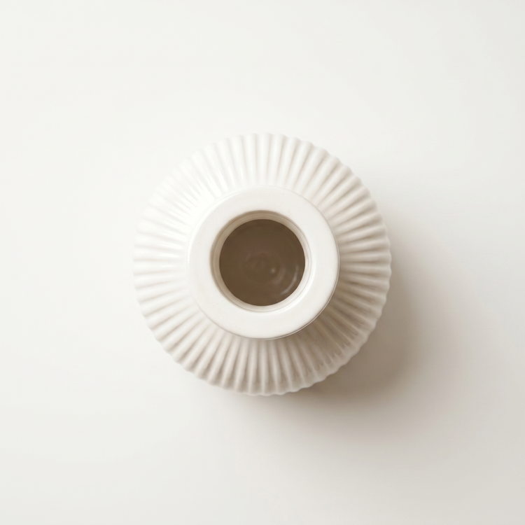 Ribbed Bottle Vase, Gypsum White 4"