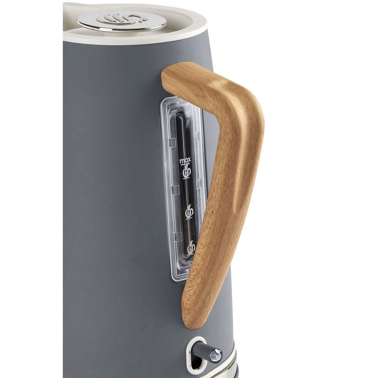 Swan Nordic 1.7L cordless kettle with stainless steel body, wood effect handle, 1500W rapid boil, kitchen appliance