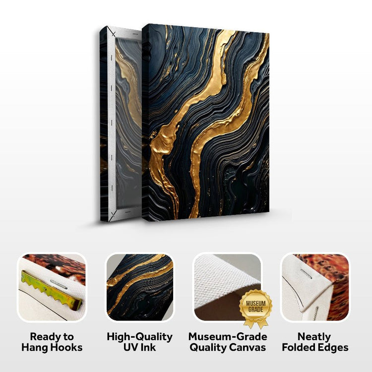 Modern Golden Lave Flow Wall Art - Modern Home & Kitchen