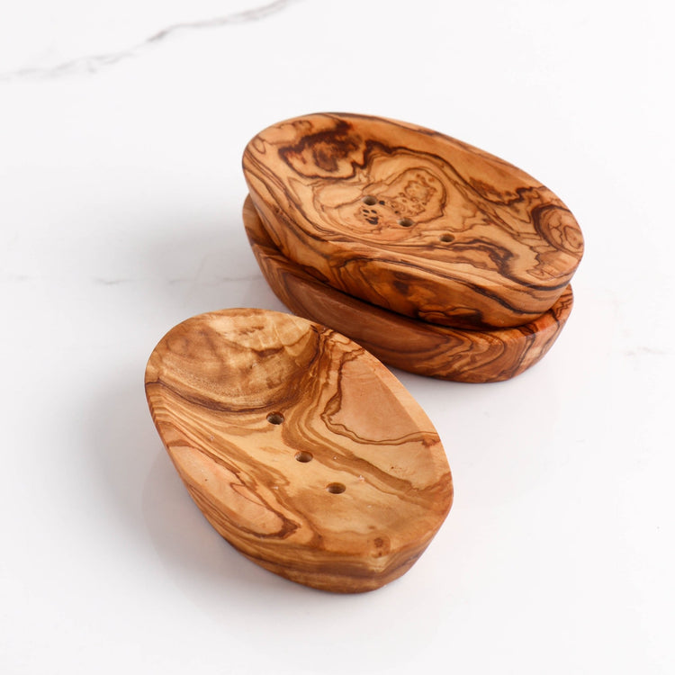 Handmade Olive Wood Soap Dish - Oval, Eco-Friendly & Elegant - Modern Home & Kitchen