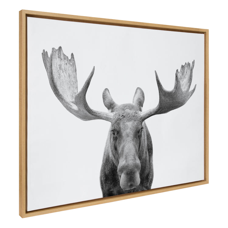 Black and white moose framed canvas wall art by Amy Peterson Art Studio, featuring detailed animal illustration in a sleek frame.