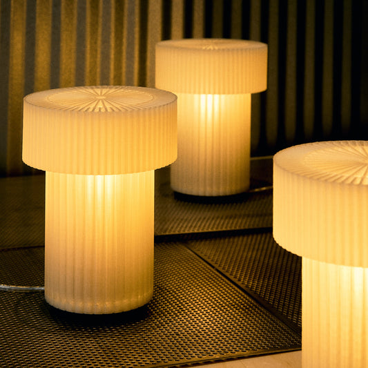 Mini Drum Lamp by Wooj Design, stylish small table lamp with a drum-shaped shade and modern design, perfect for cozy spaces.