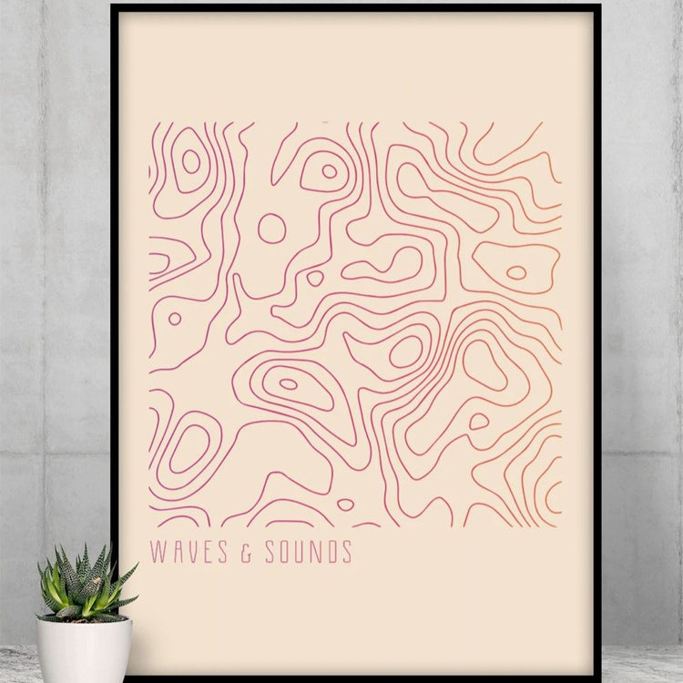 Waves and Sounds Music Poster – Premium Matte Wall Art Print - Modern Home & Kitchen