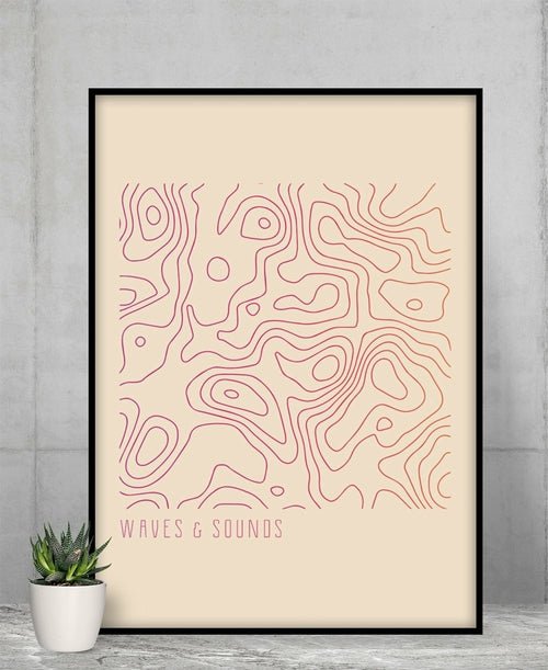 Waves and Sounds Music Poster – Premium Matte Wall Art Print - Modern Home & Kitchen