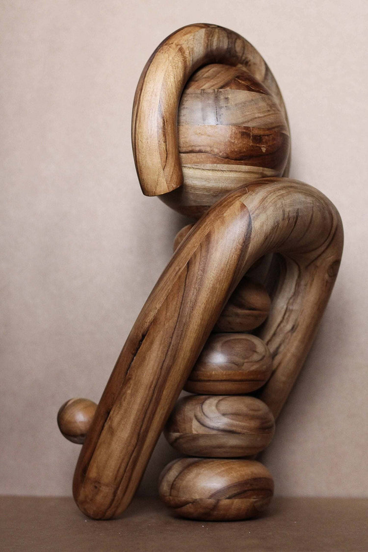 Earth Totem Wooden Sculpture – Handmade Walnut Minimalist Art Object