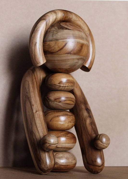 Earth Totem Wooden Sculpture β Handmade Walnut Minimalist Art Object