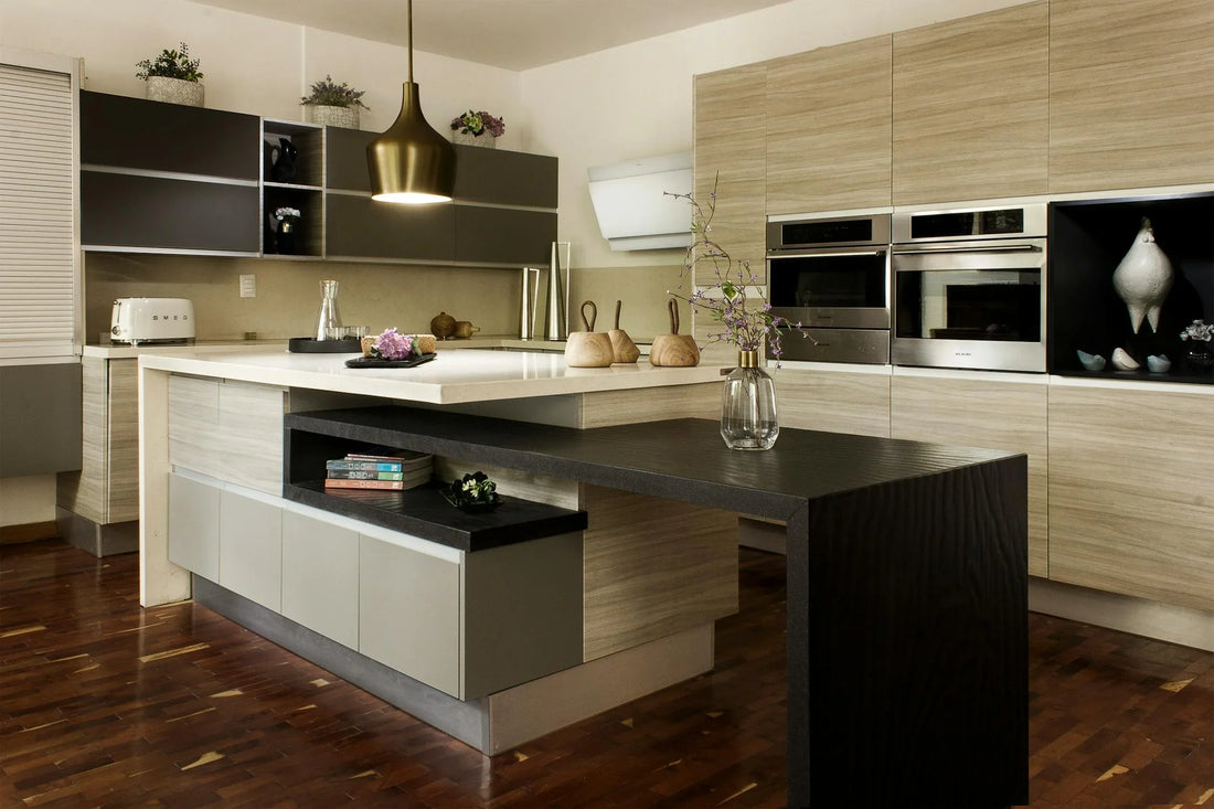 Beautiful modern kitchen with dark accents