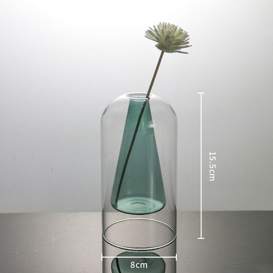 Modern glass vase by FLIPSTYLEZLLC, double container design perfect for home decor, wedding decoration, or hydroponic flower arrangements.