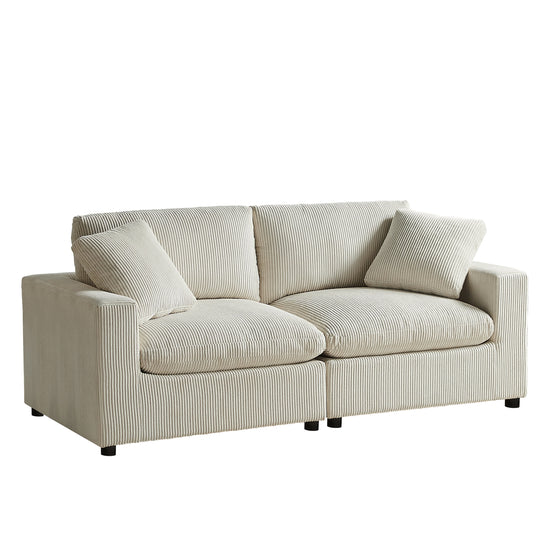 Beige HouseOfZazla Chelsea Modular 2 Piece Sofa in plush fabric, living room couch with modern design and comfortable seating.