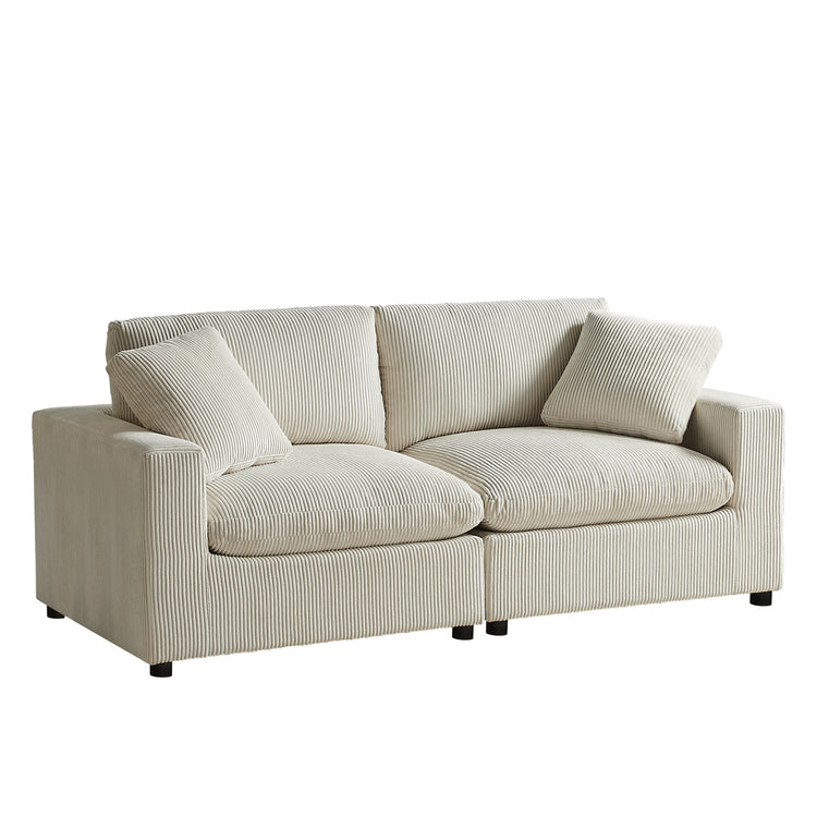 Beige HouseOfZazla Chelsea Modular 2 Piece Sofa in plush fabric, living room couch with modern design and comfortable seating.
