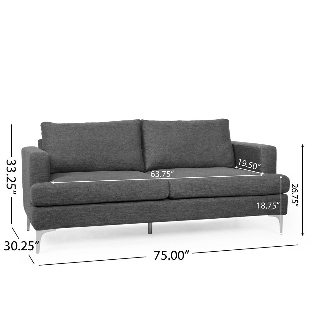 Modern Charcoal and Silver 3-Seater Sofa