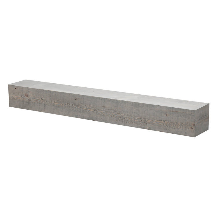 Rustic wooden Barn Beam fireplace mantel shelf by Dogberrycollections showing its sturdy, natural wood finish and classic design.