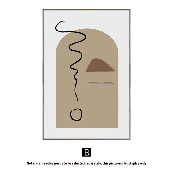 Abstract boho wall art print on canvas featuring earth tone colors, available in multiple sizes and styles, frameless design.