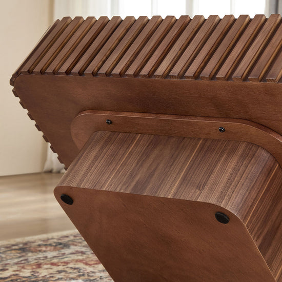 Walnut drum coffee table by HouseOfZazla, 31.5 inches round modern pedestal table with sleek wooden finish and minimalist design.