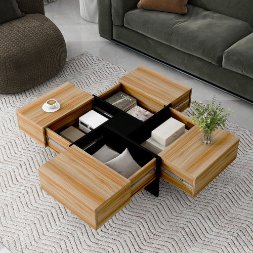 Unique Coffee Table With 4 Hidden Storage Compartments