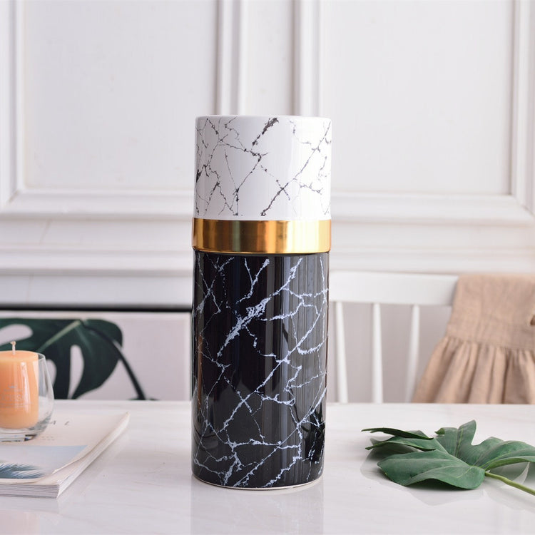 Modern marbled golden ceramic vase with a sleek, minimalist design from FLIPSTYLEZLLC, perfect for elegant home decor.