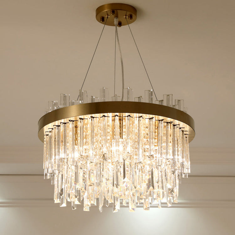 Sophia's Modern Crystal Chandelier by Dlight Decor with sparkling crystal accents and sleek metallic frame.