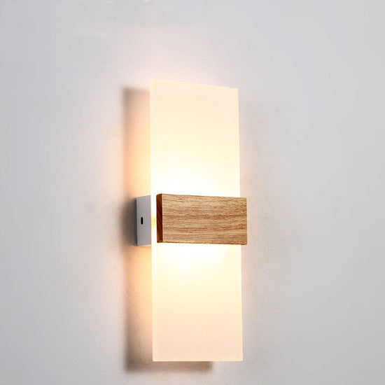 Modern wooden LED wall lamp by FLIPSTYLEZLLC, ideal for living rooms, studies, or bedrooms with sleek, minimalist design.