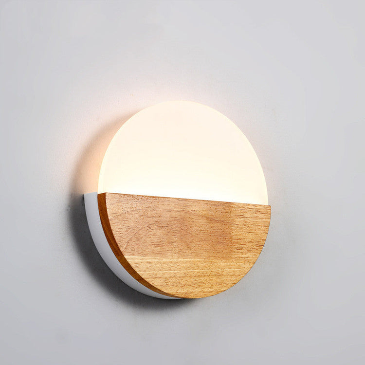 Modern wooden LED wall lamp by FLIPSTYLEZLLC, ideal for living rooms, studies, or bedrooms with sleek, minimalist design