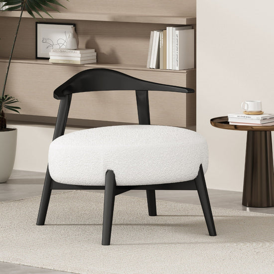 Modern upholstered accent chair with beige fabric and birch wood legs, armless living room armchair by HouseOfZazla