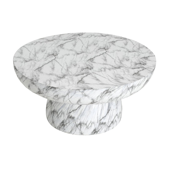 HouseOfZazla MGO Faux Marble Coffee Table, 27.5-inch round, handcrafted finish, suitable for indoor and outdoor use.