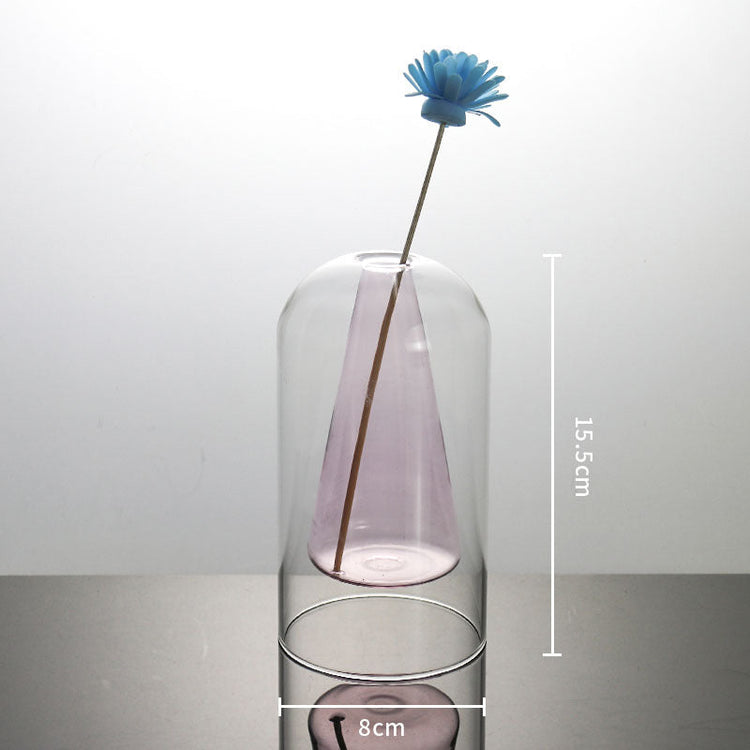Modern glass vase by FLIPSTYLEZLLC, featuring a double glass container design for home decor, wedding decoration, or hydroponic flowers.