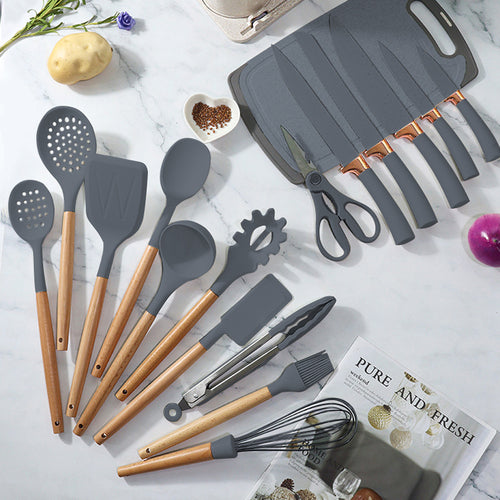 19-Piece Cooking Utensils and Knife Block Set