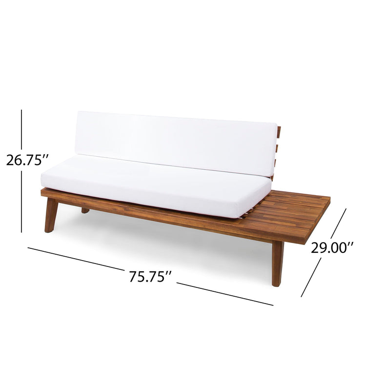 HouseOfZazla Hillcrest 2 Seater Outdoor Sofa with acacia wood frame and cushioned seats for patio outdoor living.