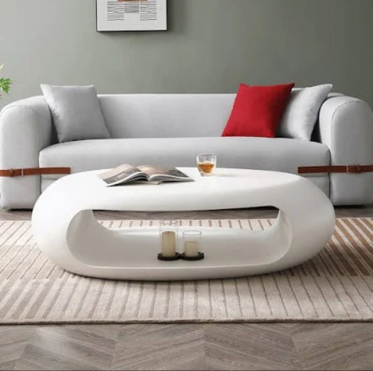 48.42'' Modern Oval Coffee Table, Sturdy Fiberglass Design