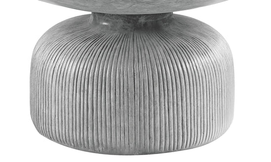 Weathered Grey Cement Coffee Table | Round Pedestal Concrete Table - Modern Home & Kitchen