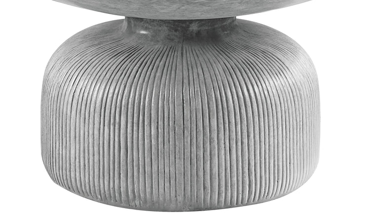 Weathered Grey Cement Coffee Table | Round Pedestal Concrete Table - Modern Home & Kitchen