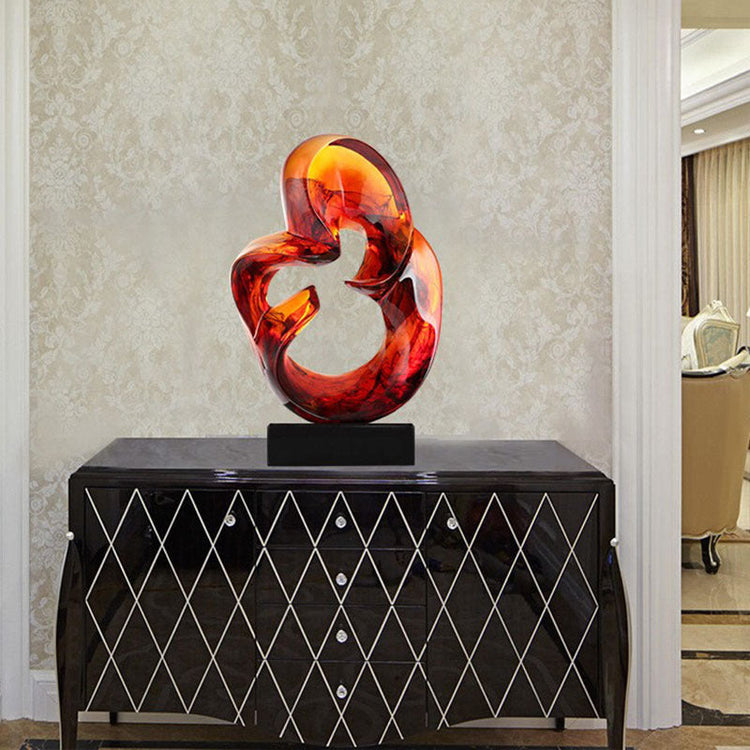 Resin Circle Sculpture — Translucent Wabi-Sabi Accent Piece in Blue or Red