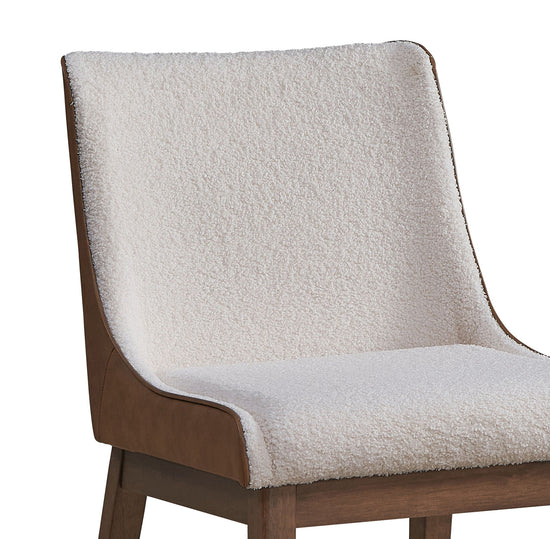 Set of 2 Ginny Bouclé Velvet Side Chairs by HouseOfZazla with walnut finish, featuring plush bouclé upholstery and modern design.