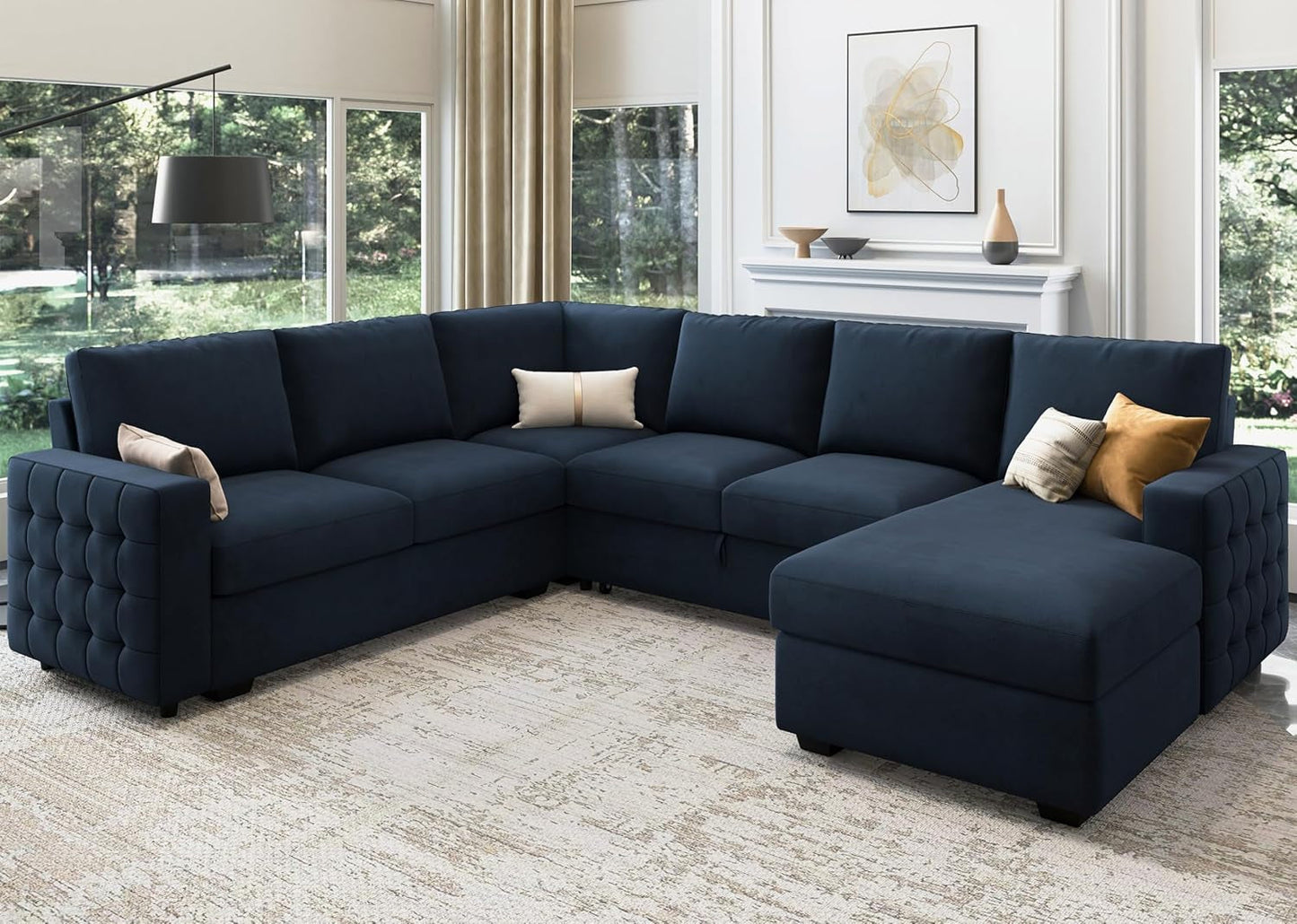 U-Shaped Sleeper Sofa with Storage