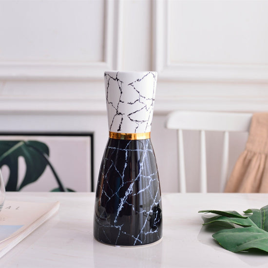 Modern ceramic vase with marbled gold finish, luxury style, simple design by FLIPSTYLEZLLC, perfect for elegant home decor.