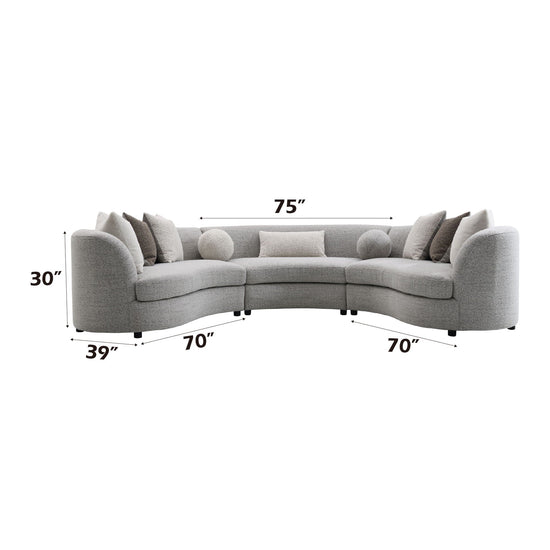 Gray Ivria Boucle U-Shape Sectional Sofa by HouseOfZazla with curved design, wood frame, and nine down feather pillows.