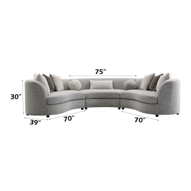 Gray Ivria Boucle U-Shape Sectional Sofa by HouseOfZazla with curved design, wood frame, and nine down feather pillows.