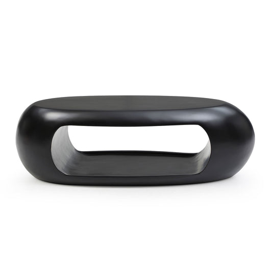 53.93" Modern Oval Coffee Table | Sturdy Fiberglass Center Cocktail Table for Living Room | Black | Elegant and Simple Design for Modern Homes