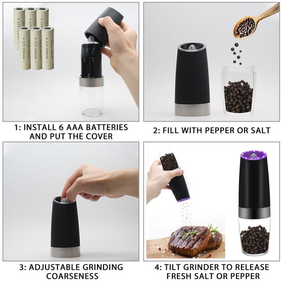 Electric Gravity Sensor Pepper Grinder | Modern Home & Kitchen