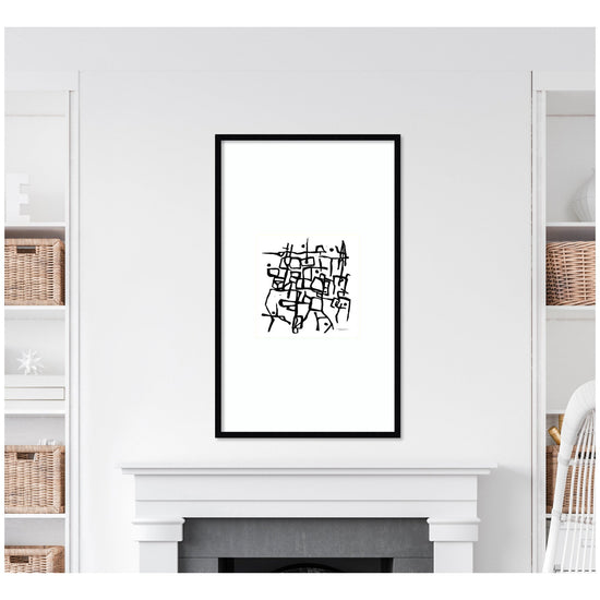 Organic Lines Grayscale framed wall art print by kateandlaurel, featuring minimalist black and white abstract line design in a sleek frame.