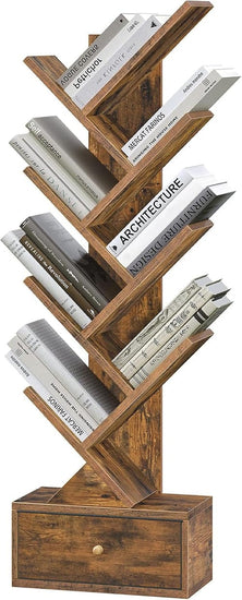 Space-saving tree bookshelf for living rooms, offices, or bedrooms