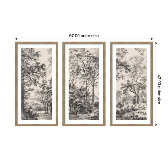 Three framed wall art panels featuring Waterloo landscape scenes by kateandlaurel in a stylish 3-piece set.