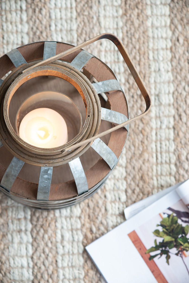 Wooden decorative lantern with handle, suitable for indoor, outdoor, garden, or wedding decor, by HouseOfZazla.