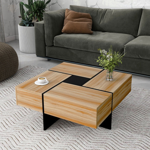 Unique Coffee Table With 4 Hidden Storage Compartments