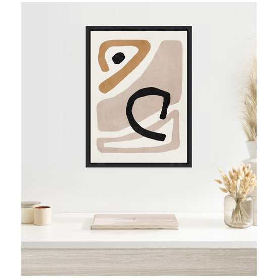 Kate and Laurel Sylvie neutral abstract framed canvas wall art with minimalist design and modern aesthetic.